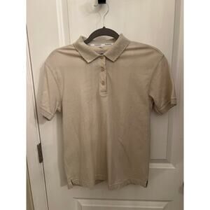 Vuarnet France Golf Short Sleeve Cotton Button half-placket Polo Cream S Shirt